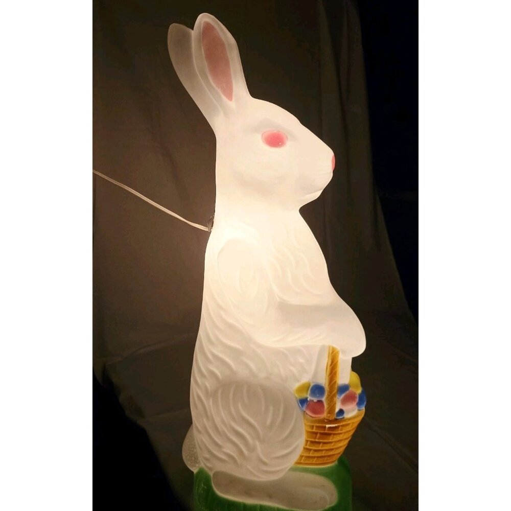 Vintage 1993 Union Products Don Featherstone 31" White Easter Bunny Blow Mold